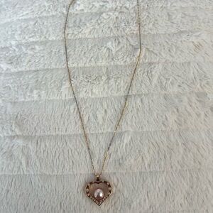Misaki Elegant Heart Pendant Necklace with Pink Pearl(pre-owned )